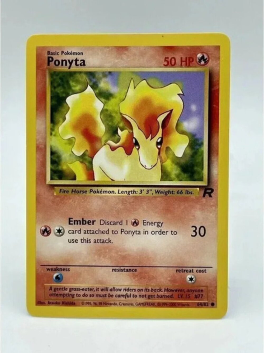 Ponyta 64/82 Team Rocket Pokemon TCG Card Non Holo Vintage‎ 2000 LP